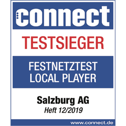 Testsiegel 2019 der connect mit Testsieg in Kategorie Festnetztest local player