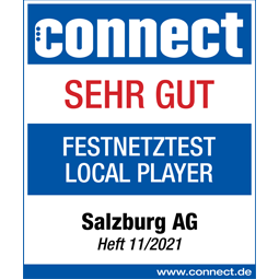 Testsiegel 2021 der connect mit Auszeichnung "Sehr gut" in Kategorie Festnetztest local player