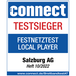 Testsiegel 2022 der connect mit Testsieg in Kategorie Festnetztest local player
